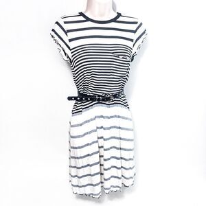 AEO Black & White Striped Shirt Dress Sz S